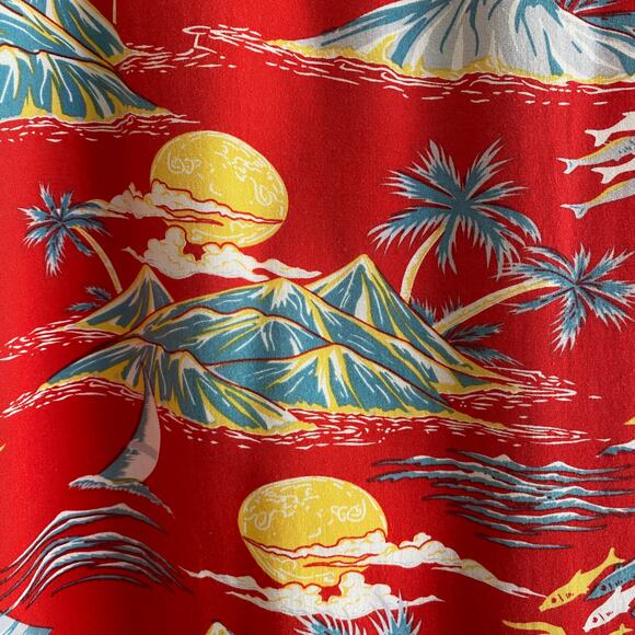 VISITOR Men's Size XL Hawaiian Shirt Short Sleeves Button Down Palm Trees - Picture 6 of 10